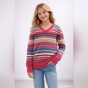 Old Navy Girls Striped V- Neck Pullover  Sweater sz 14